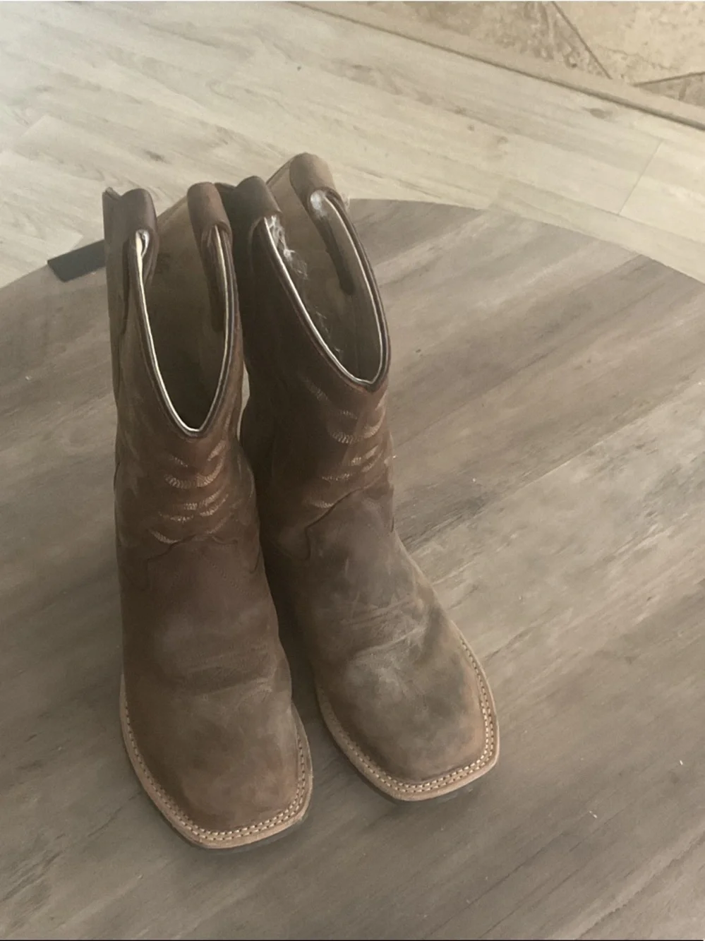 Kids Brown Suede Western Pull-On Cowboy Boots